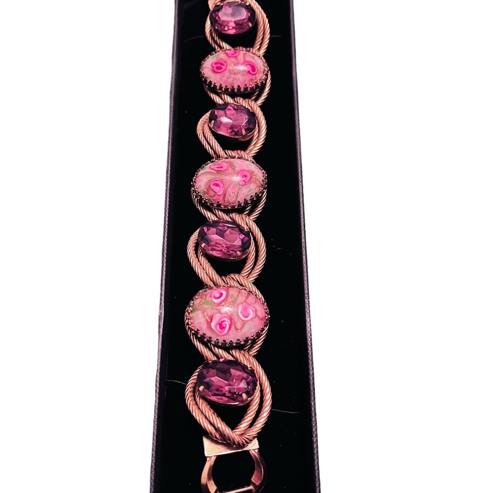 Vintage Kafin Amethyst and Ventian Glass Bracelet